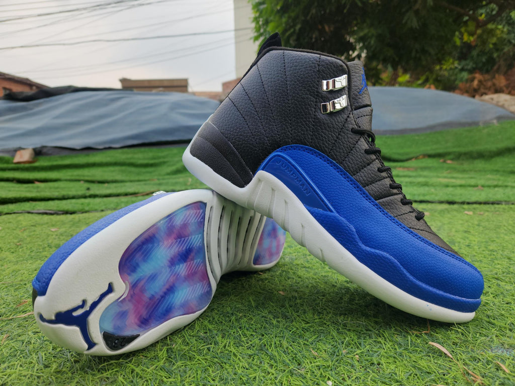 Air Jordan 12 Black & Royal Blue High-Top Sneakers