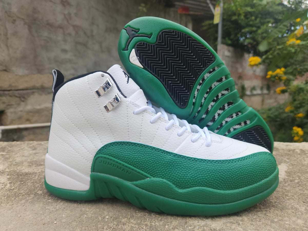 Air Jordan 12 Retro Summit White & Gorge Green Sneakers