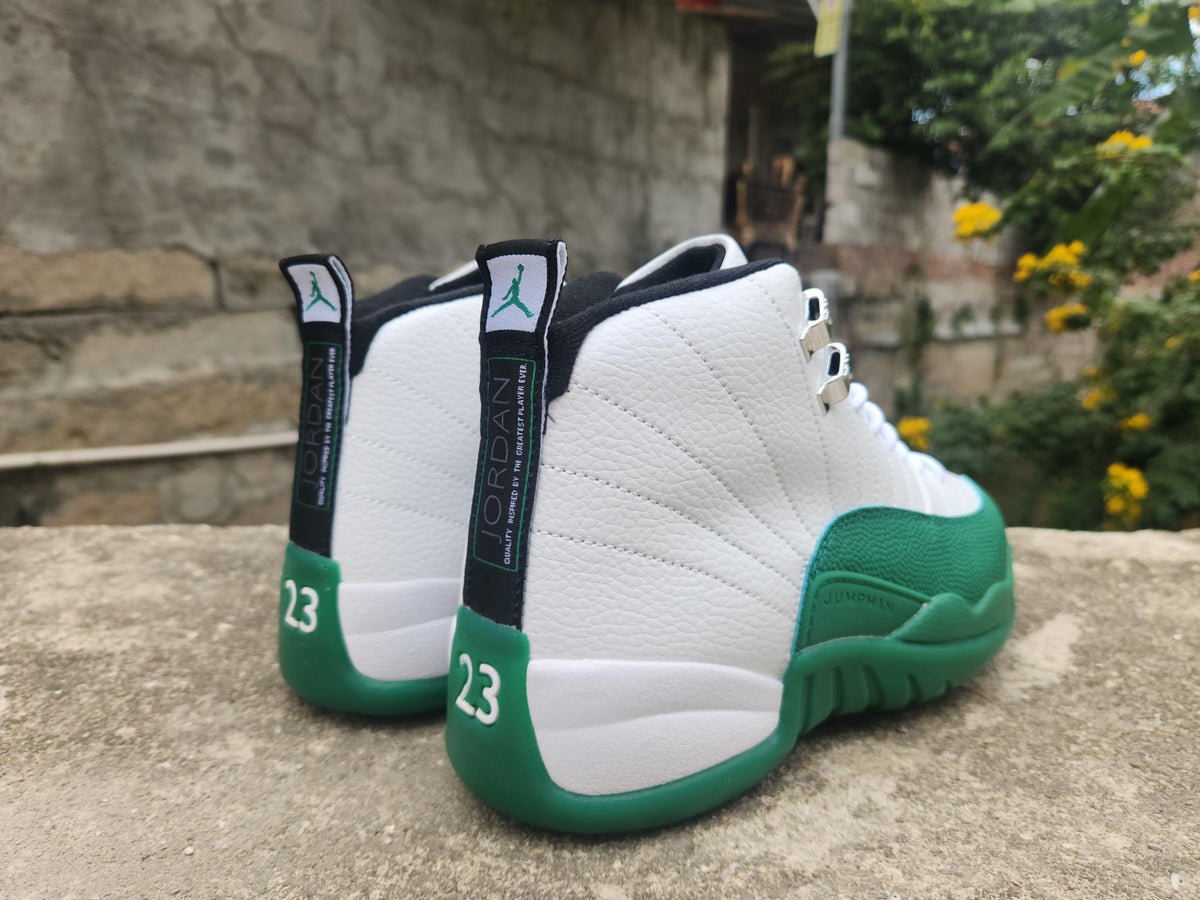Air Jordan 12 Retro Summit White & Gorge Green Sneakers