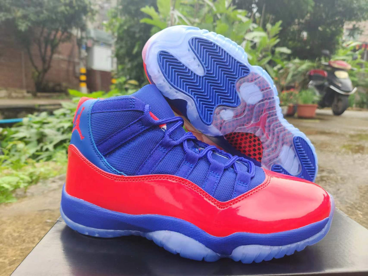 Air Jordan 11 Red & Royal Blue High-Top Sneakers