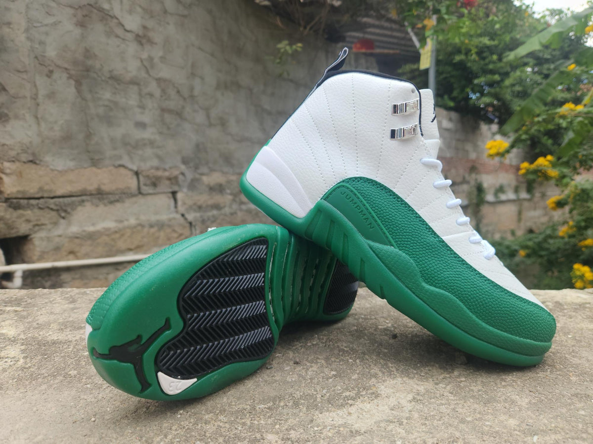 Air Jordan 12 Retro Summit White & Gorge Green Sneakers