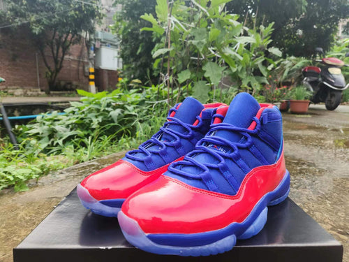 Air Jordan 11 Red & Royal Blue High-Top Sneakers