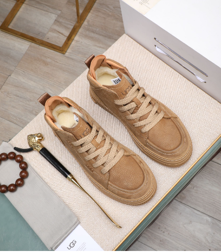 UGG Tan High-Top Lace-Up Shoes