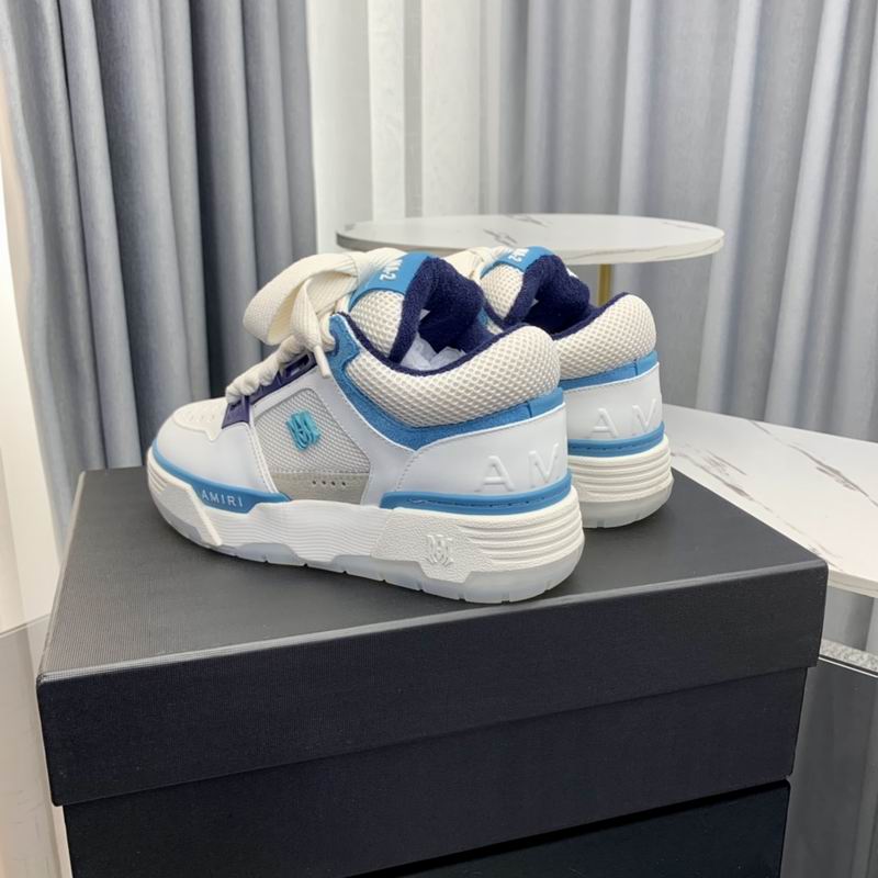 AMIRI White & Blue Chunky Sneakers with Wide Laces