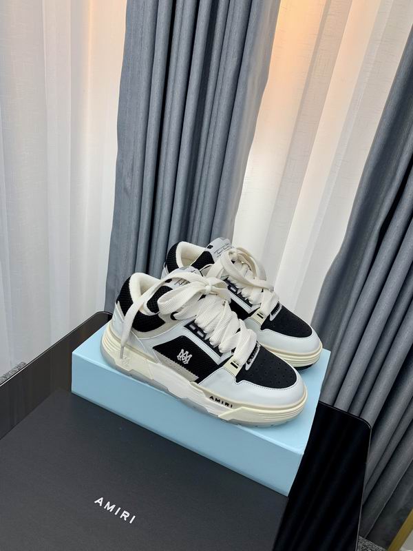 AMIRI Black & White Chunky Sneakers with Cream Laces