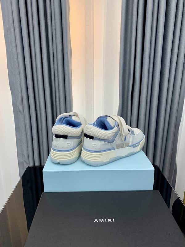 AMIRI White & Light Blue Chunky Sneakers with Wide Laces