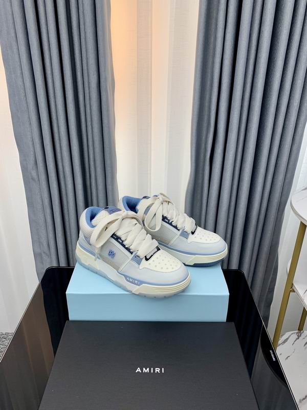 AMIRI White & Light Blue Chunky Sneakers with Wide Laces