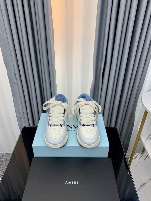 AMIRI White & Light Blue Chunky Sneakers with Wide Laces