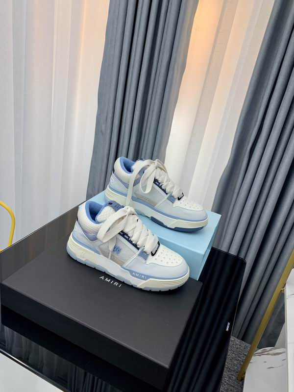 AMIRI White & Light Blue Chunky Sneakers with Wide Laces