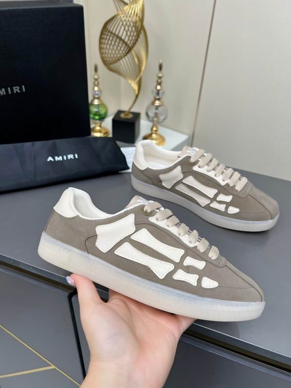 AMIRI Taupe & White Skeleton Low-Top Sneakers