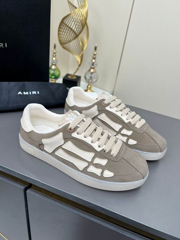 AMIRI Taupe & White Skeleton Low-Top Sneakers