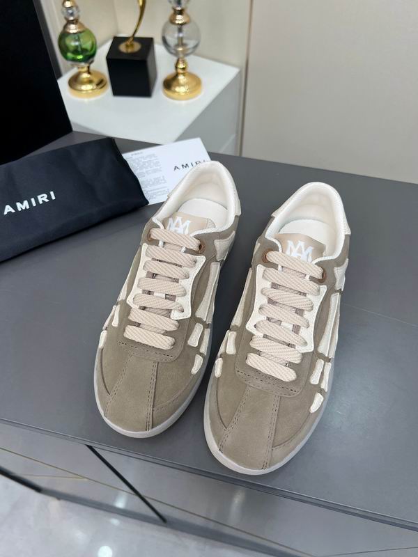 AMIRI Taupe & White Skeleton Low-Top Sneakers