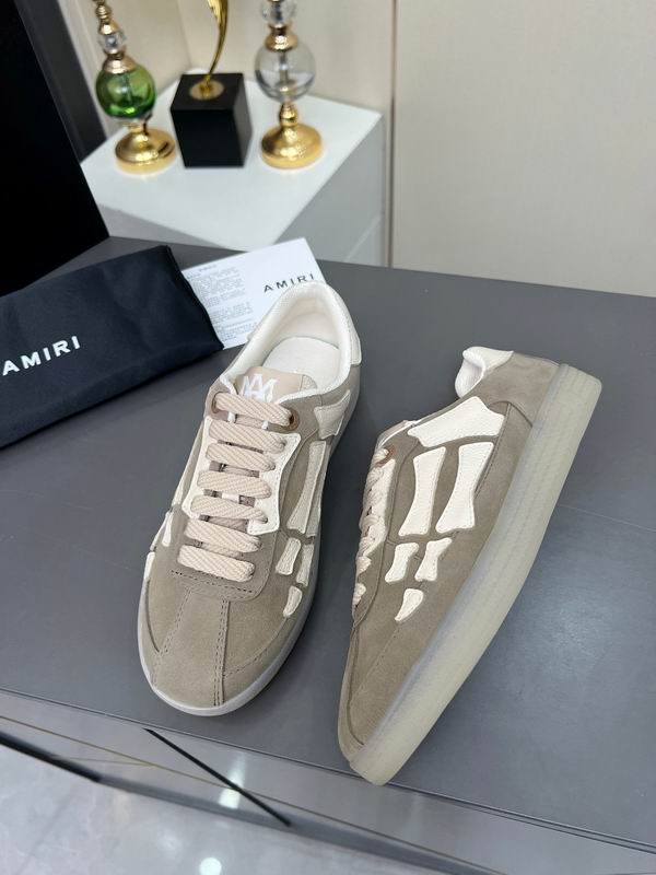 AMIRI Taupe & White Skeleton Low-Top Sneakers