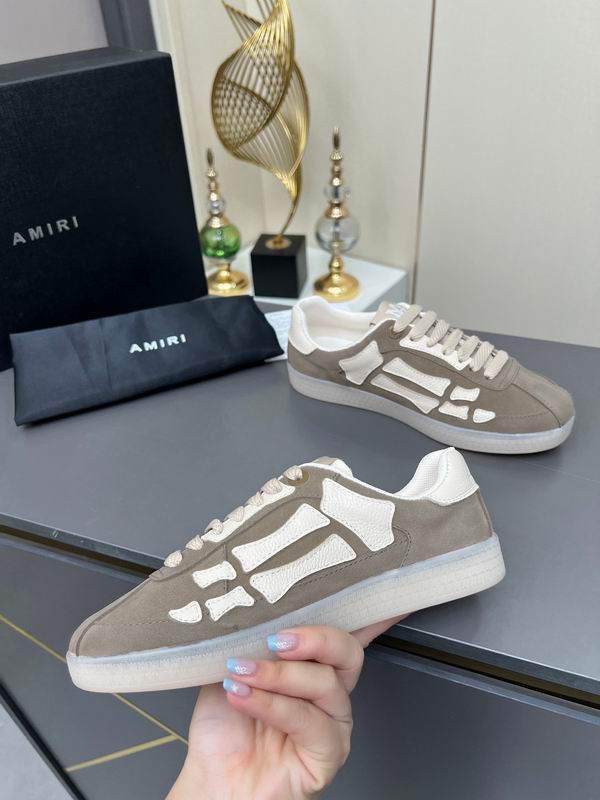 AMIRI Taupe & White Skeleton Low-Top Sneakers