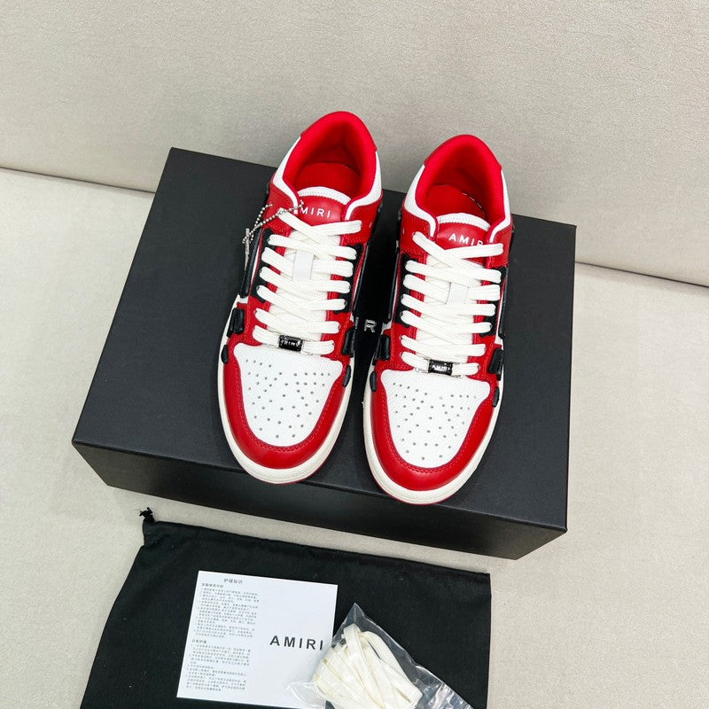 AMIRI Red, White & Black Skeleton Low-Top Sneakers