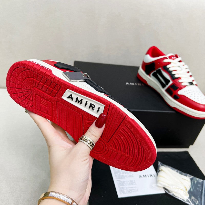 AMIRI Red, White & Black Skeleton Low-Top Sneakers