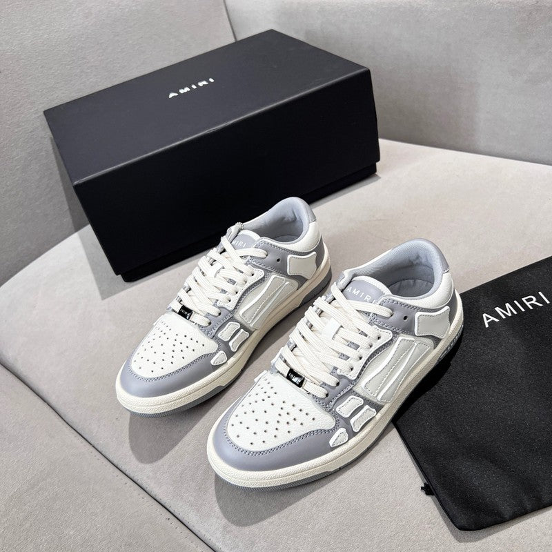AMIRI Grey & White Skeleton Low-Top Sneakers