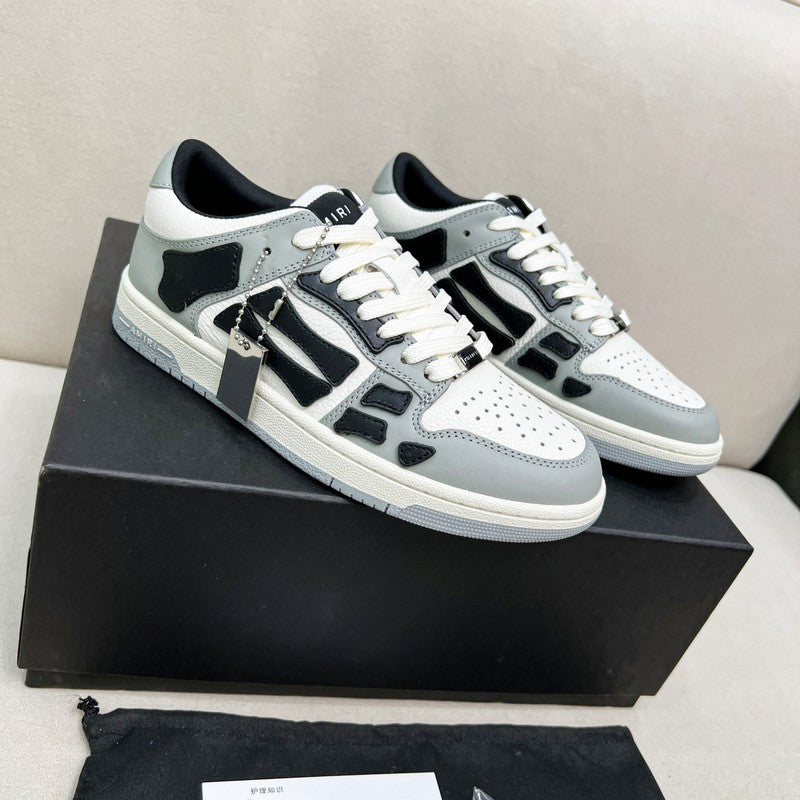AMIRI Gray, Black & White Skeleton Low-Top Sneakers