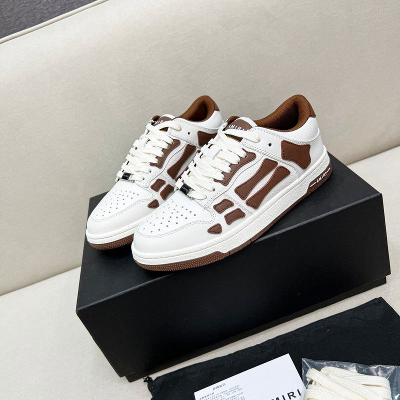 AMIRI White & Brown Skeleton Low-Top Sneakers