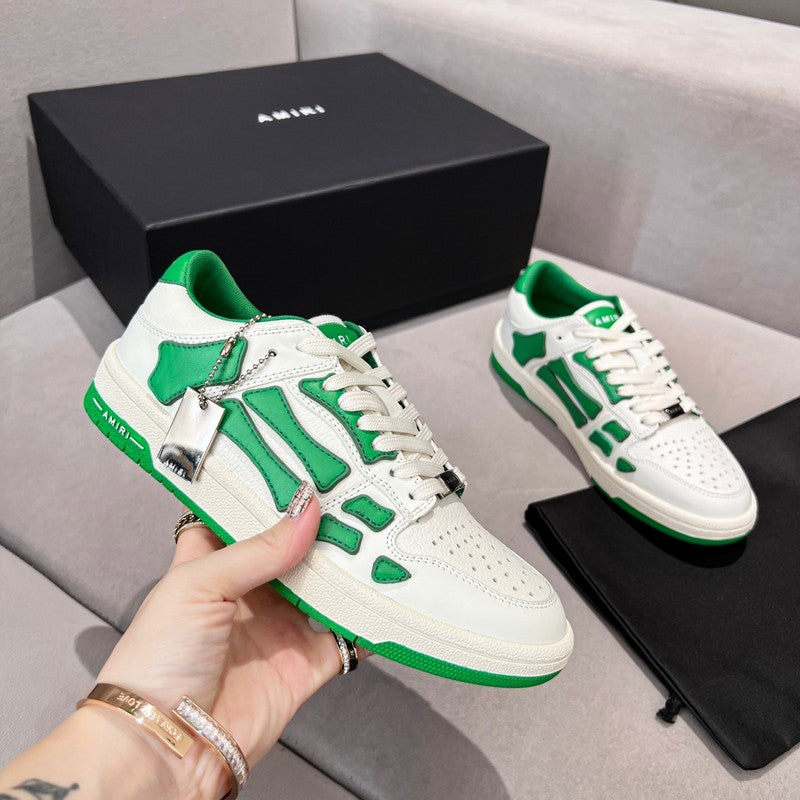 AMIRI White & Green Skeleton Low-Top Sneakers