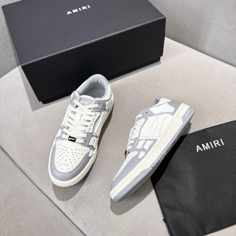 AMIRI Grey & White Skeleton Low-Top Sneakers
