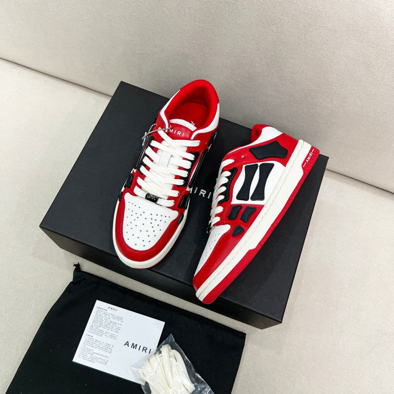 AMIRI Red, Black & White Skeleton Low-Top Sneakers