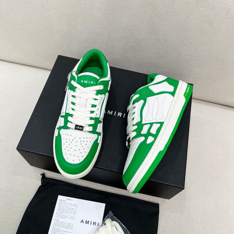 AMIRI Green & White Skeleton Low-Top Sneakers