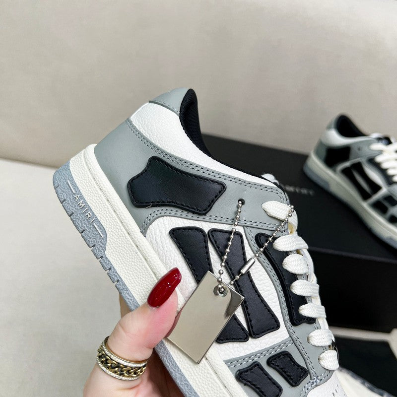 AMIRI Gray, Black & White Skeleton Low-Top Sneakers