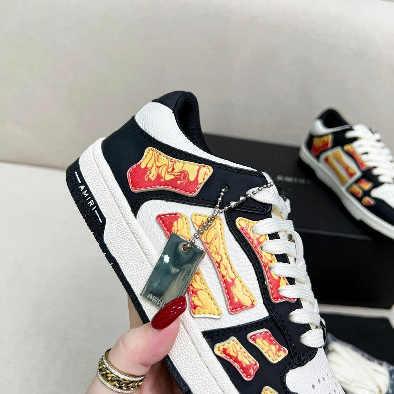 AMIRI Black & White Flame Skeleton Low-Top Sneakers