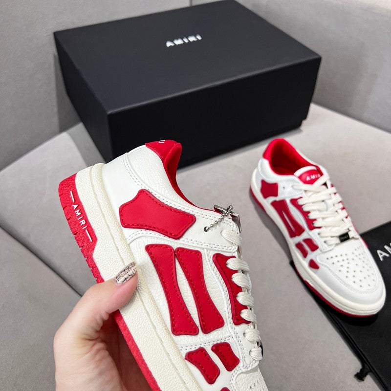 AMIRI White & Red Skeleton Low-Top Sneakers