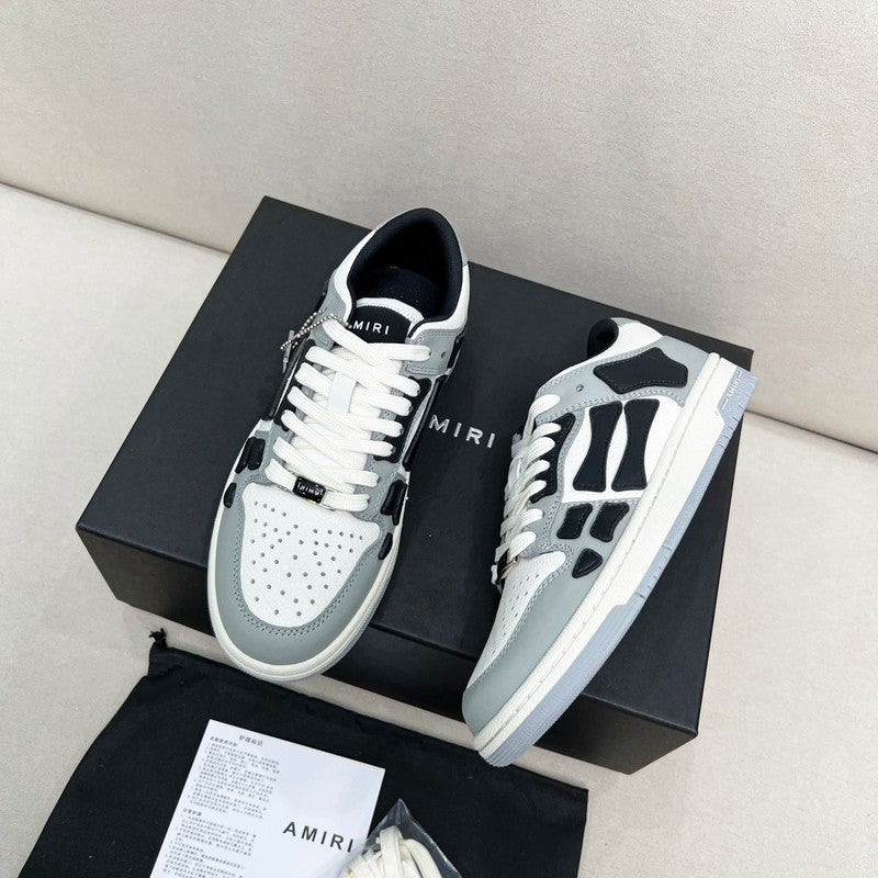 AMIRI Gray, Black & White Skeleton Low-Top Sneakers
