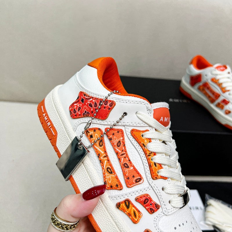 AMIRI White & Orange Paisley Skeleton Low-Top Sneakers
