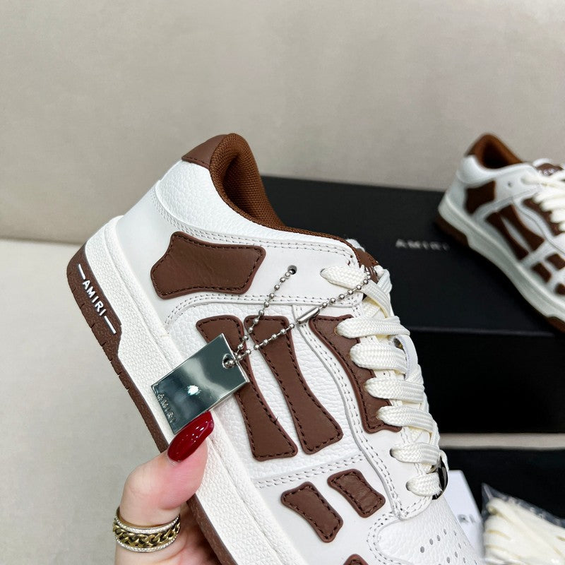 AMIRI White & Brown Skeleton Low-Top Sneakers