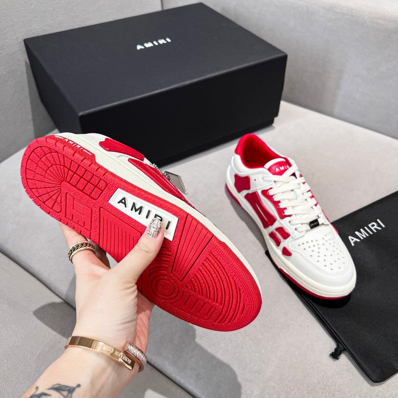 AMIRI White & Red Skeleton Low-Top Sneakers