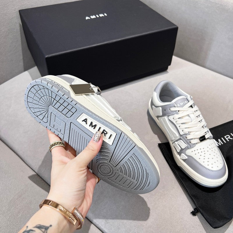 AMIRI Grey & White Skeleton Low-Top Sneakers