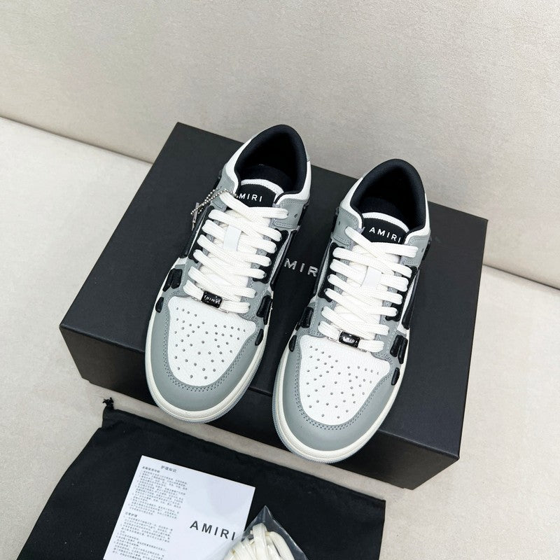 AMIRI Gray, Black & White Skeleton Low-Top Sneakers