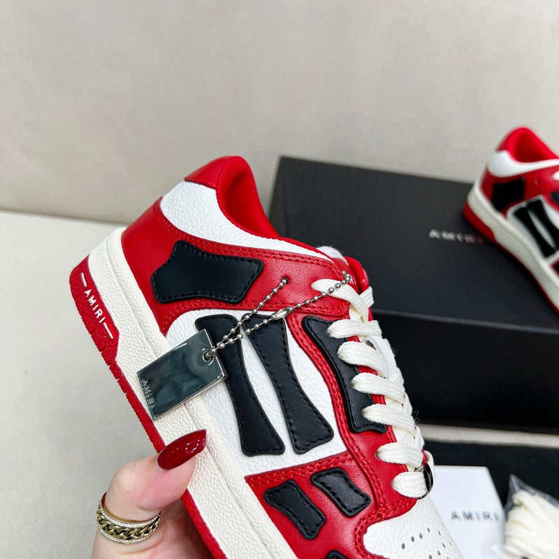AMIRI Red, Black & White Skeleton Low-Top Sneakers
