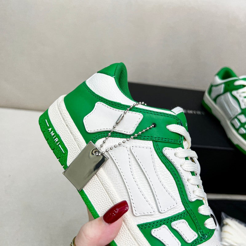 AMIRI Green & White Skeleton Low-Top Sneakers