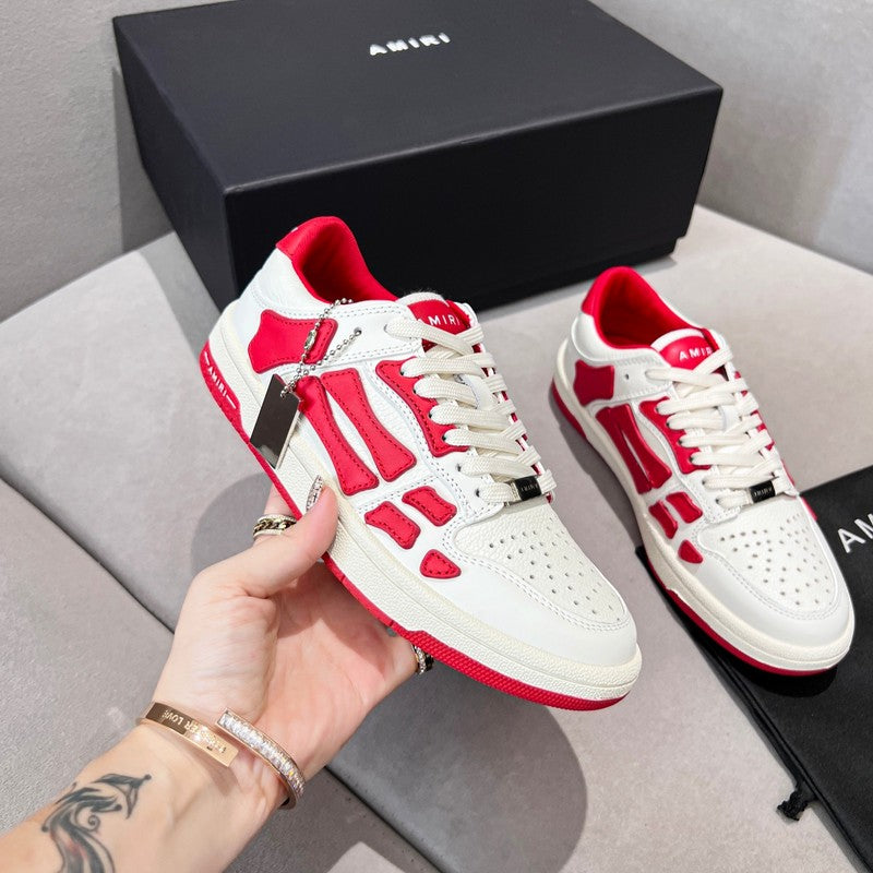 AMIRI White & Red Skeleton Low-Top Sneakers