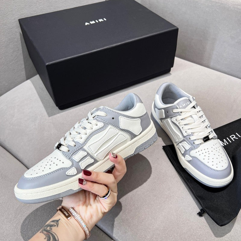AMIRI Grey & White Skeleton Low-Top Sneakers