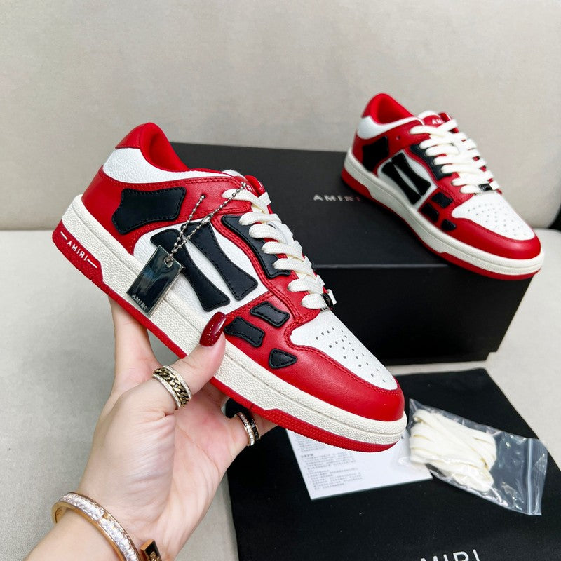 AMIRI Red, Black & White Skeleton Low-Top Sneakers