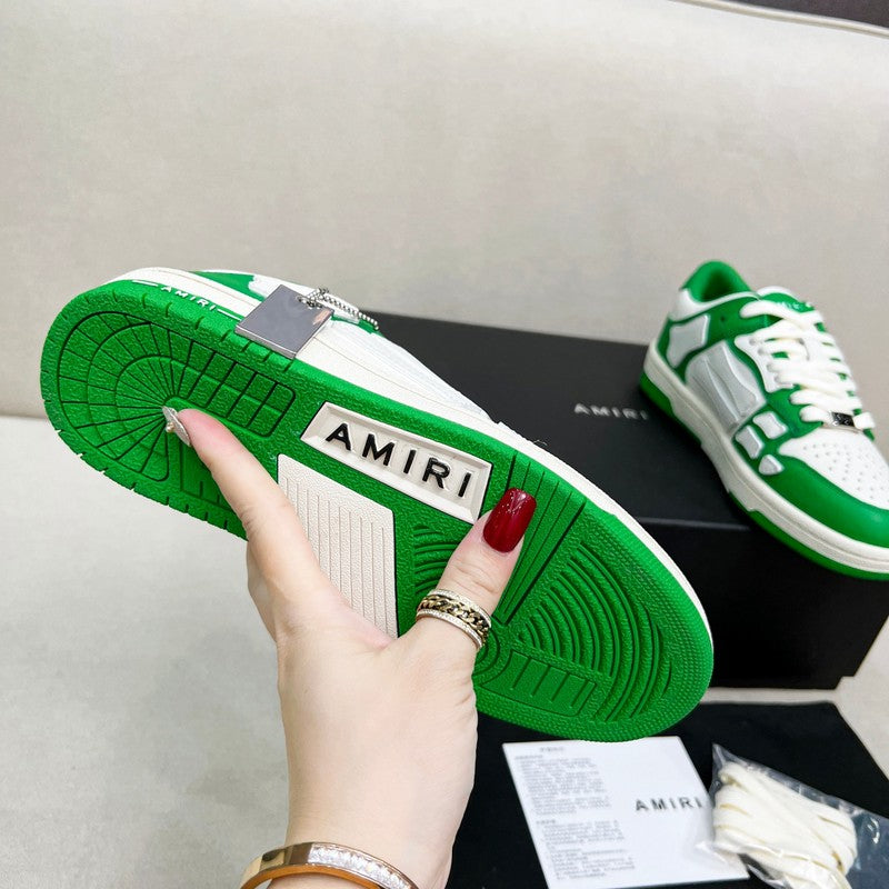 AMIRI Green & White Skeleton Low-Top Sneakers