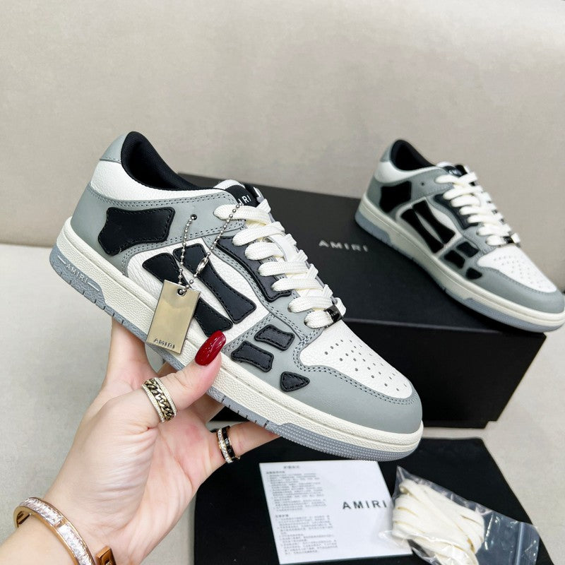AMIRI Gray, Black & White Skeleton Low-Top Sneakers