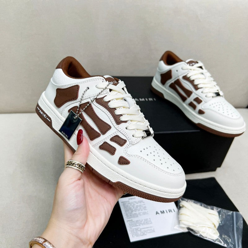 AMIRI White & Brown Skeleton Low-Top Sneakers