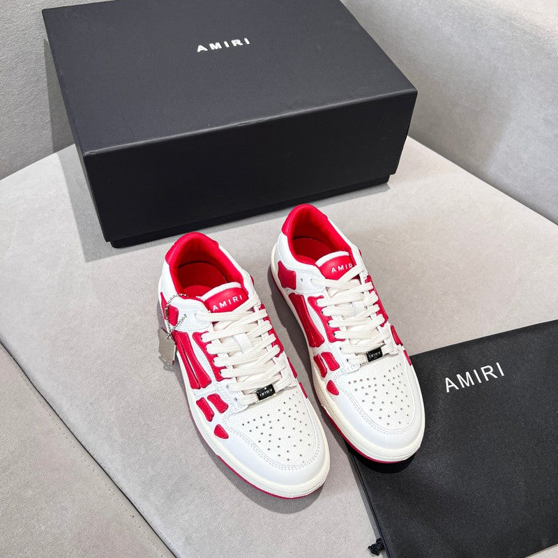AMIRI White & Red Skeleton Low-Top Sneakers
