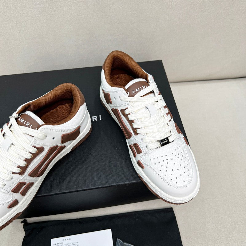 AMIRI White & Brown Skeleton Low-Top Sneakers