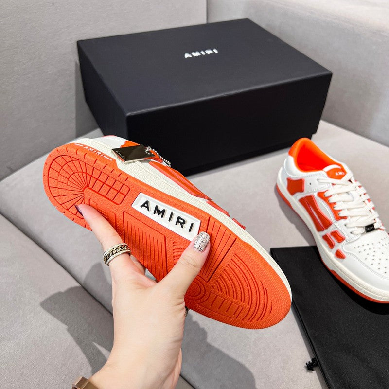 AMIRI White & Orange Skeleton Low-Top Sneakers
