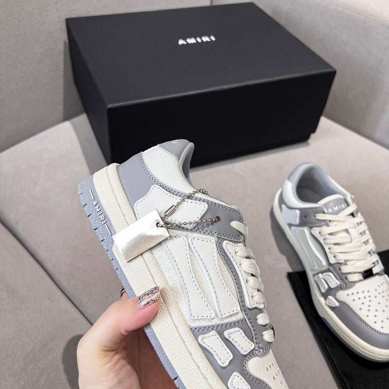 AMIRI Grey & White Skeleton Low-Top Sneakers
