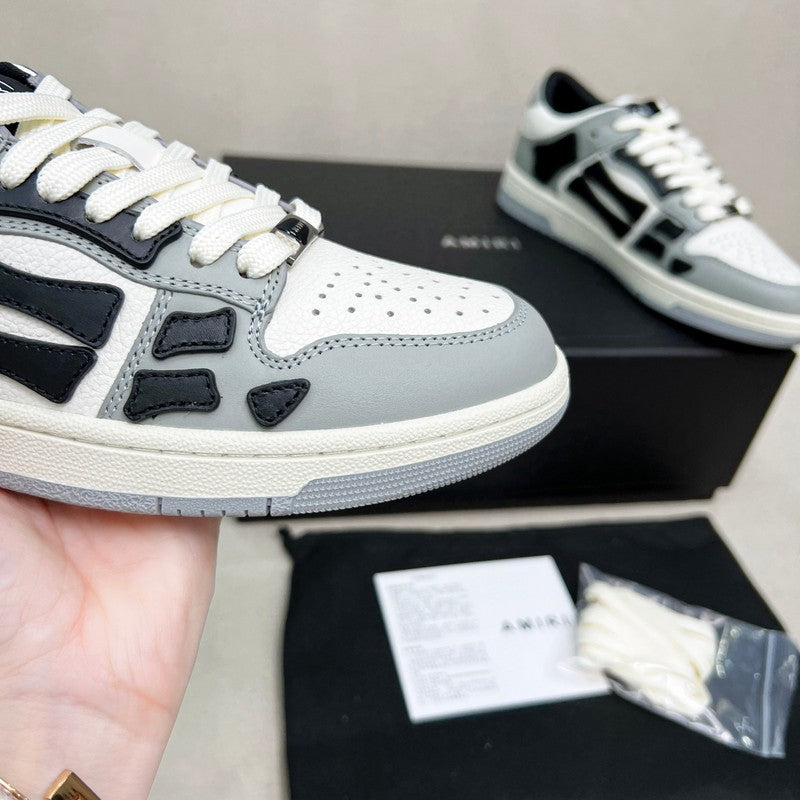 AMIRI Gray, Black & White Skeleton Low-Top Sneakers