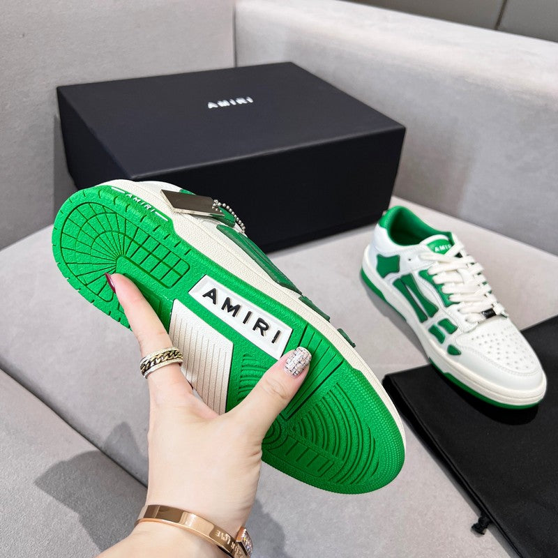AMIRI White & Green Skeleton Low-Top Sneakers